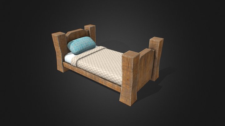 Stylized Medieval Bed 3D Model