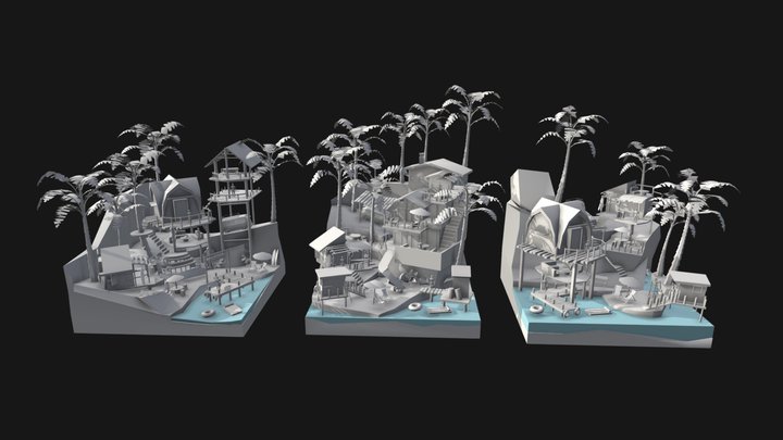 By The Ocean - Blockout 3D Model