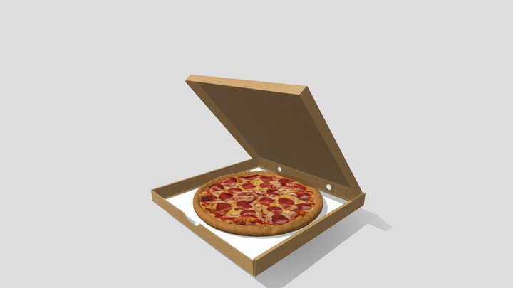 Pizza with Box 3D Model
