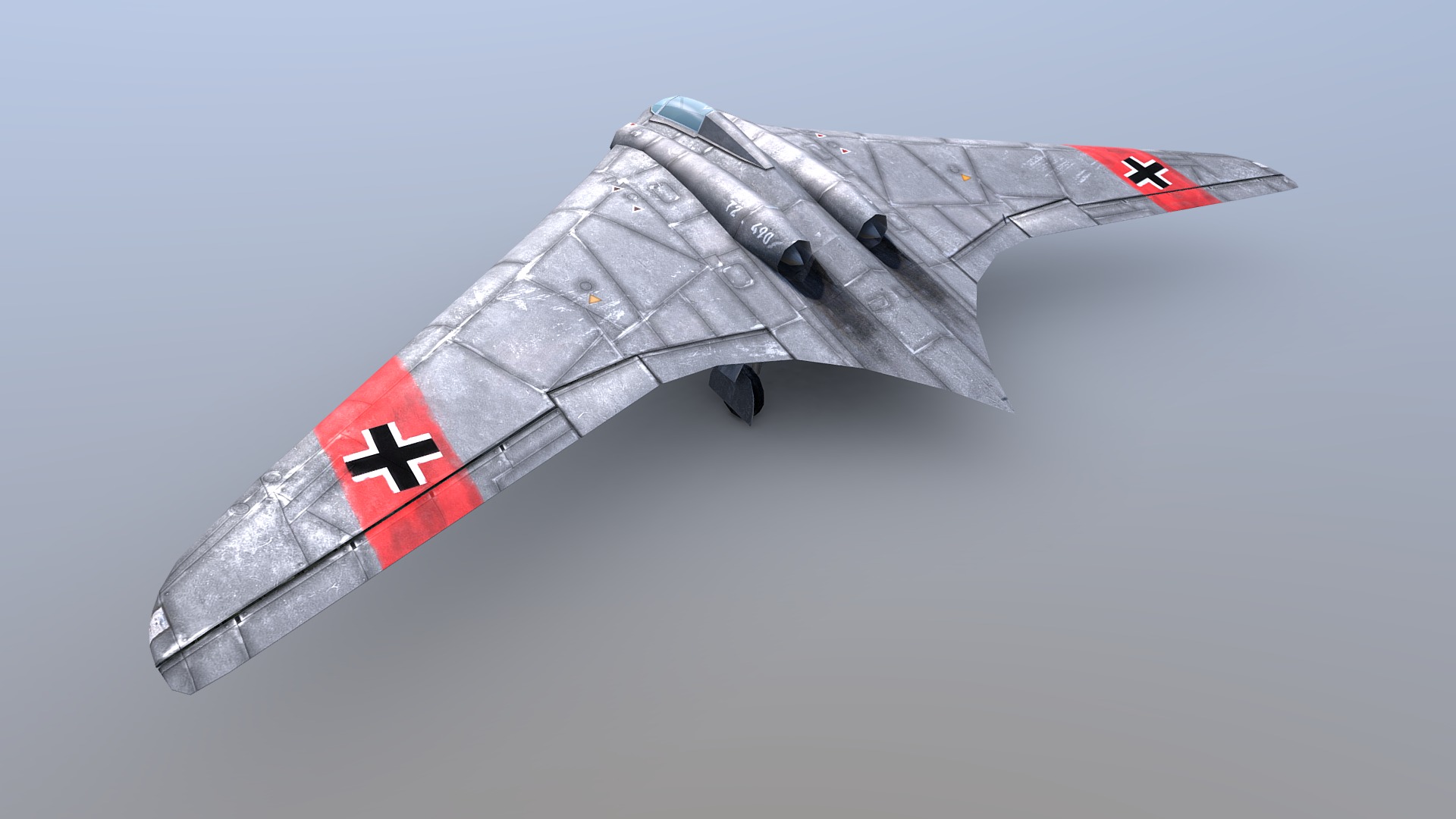 3D model Horten Plane / WW II/ Prop - This is a 3D model of the Horten Plane / WW II/ Prop. The 3D model is about a jet flying in the sky.
