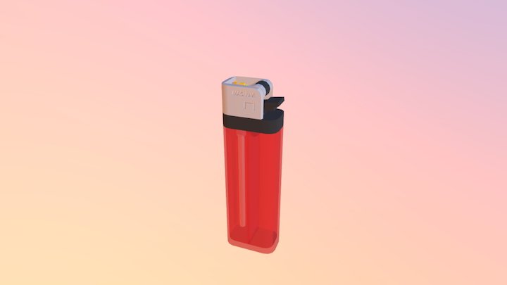 lighter low polly simple cartoon animated flame 3D Model