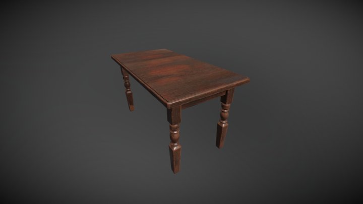 Antique Wooden Table 3D Model