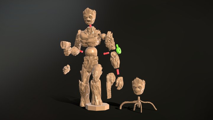 INSPIRITED GUARDIANS VOL3 NEW GROOT WITH GUNS 3D Model