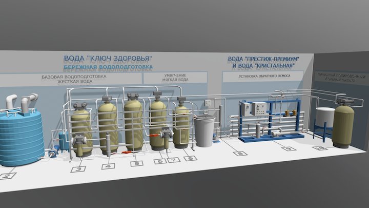 Схема водоподготовки - Ключ здоровья 3D Model