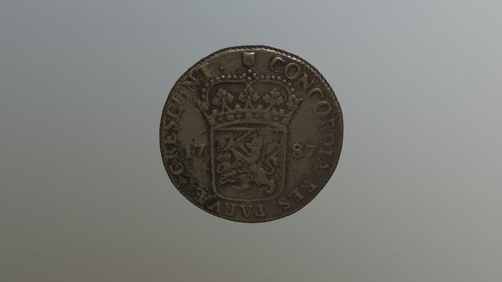 Old coin bottom side 3D Model