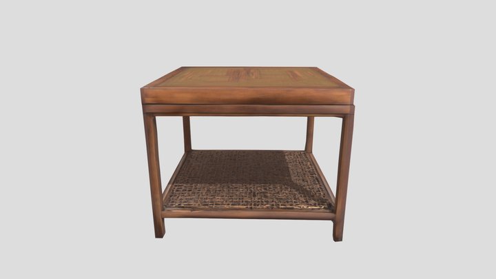 Walnut Square Table 3D Model