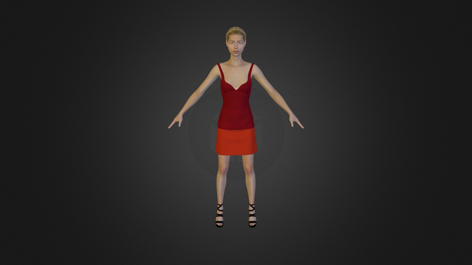 Top Red - Skirt Orange