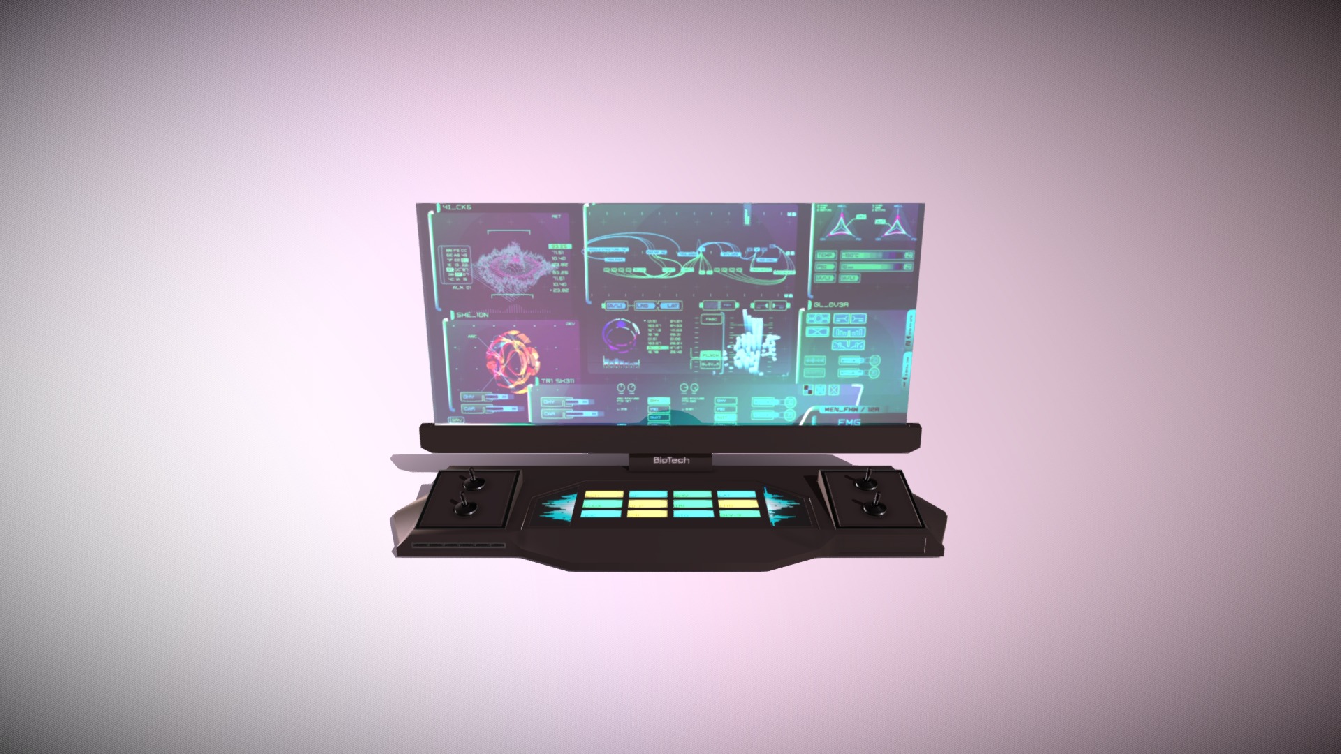 3D model Sci-fi HUD controls - This is a 3D model of the Sci-fi HUD controls. The 3D model is about a computer with a screen.