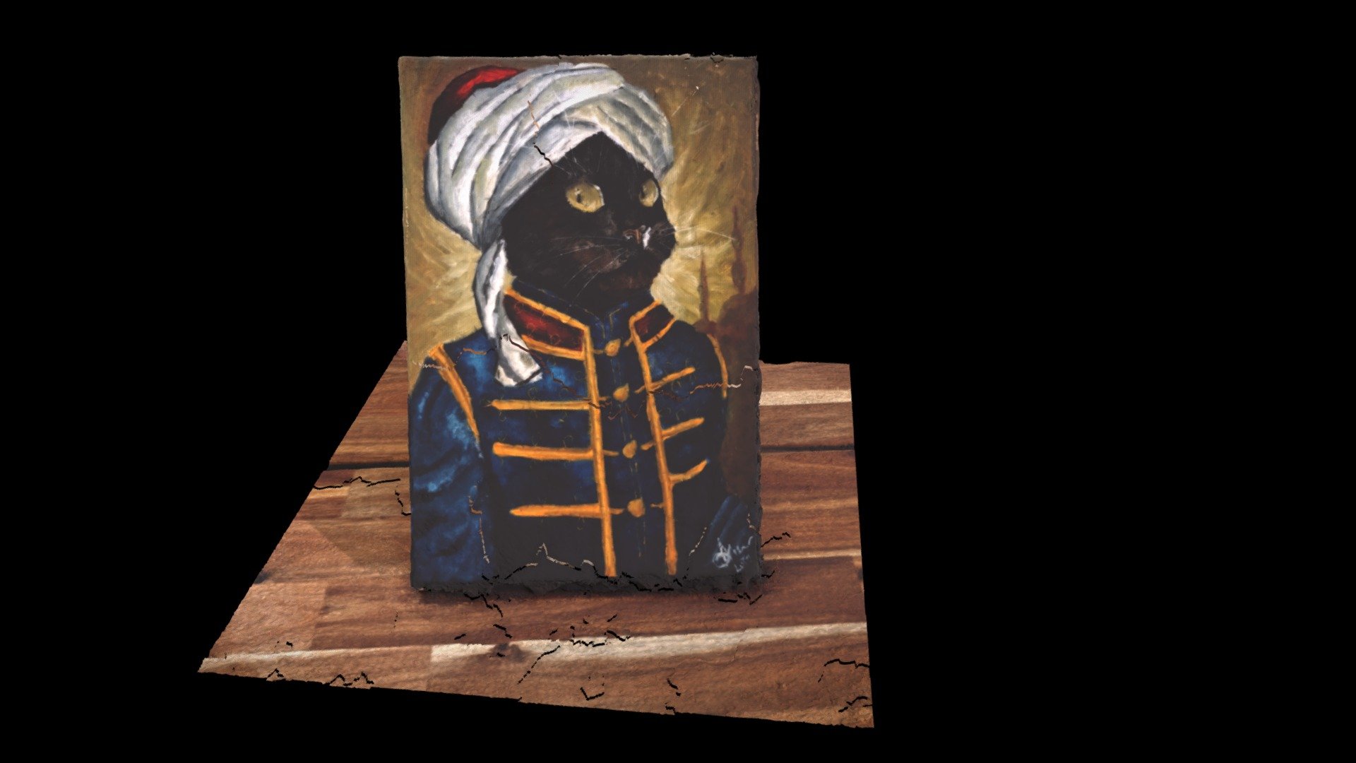 Model of painting with a cat