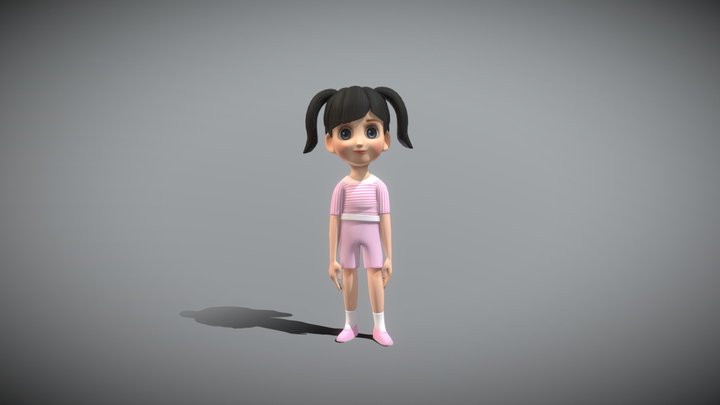Cartoon Girl 3D Model