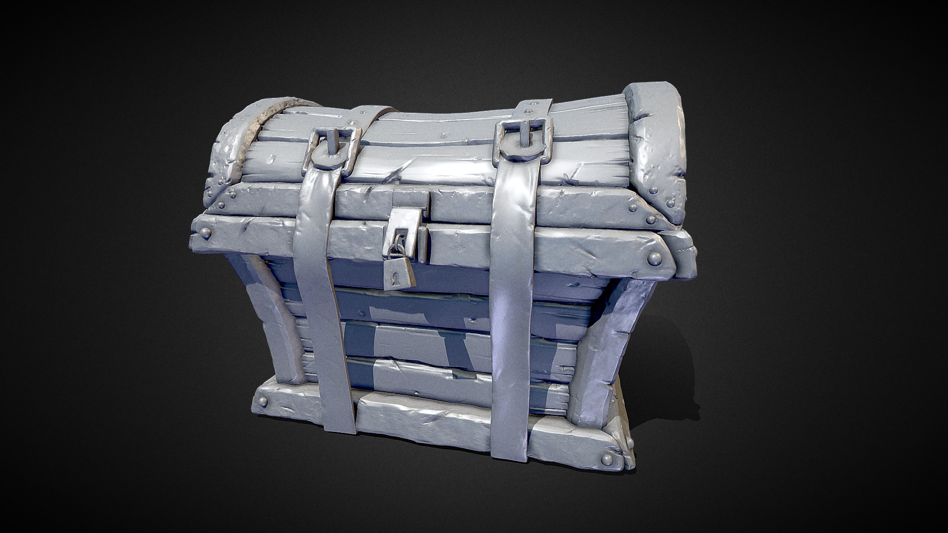 3D model 3D Treasure Chest – High Poly - This is a 3D model of the 3D Treasure Chest - High Poly. The 3D model is about a blue and silver metal box.
