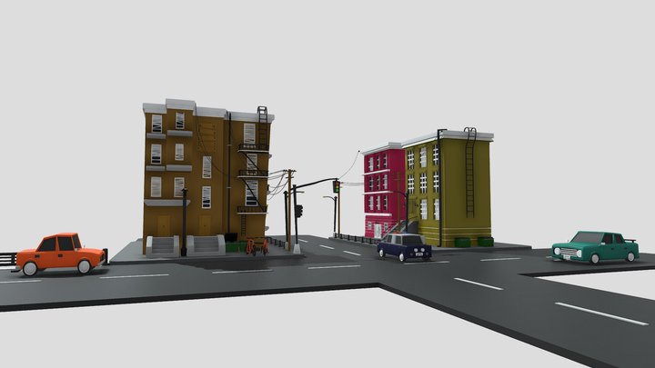 Stylized Urban Scene 3D Model