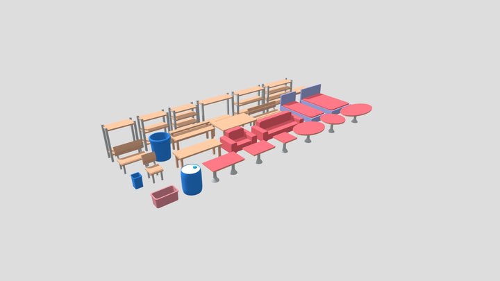 Low-Poly Furniture Pack 3D Model