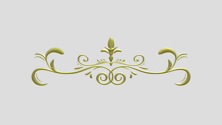 Gate Fence Iron Gold Ornate Ornament 3D Model