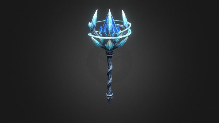 Stylized Magical Ice Staff - Game Ready