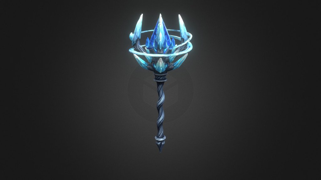 Stylized Magical Ice Staff - Game Ready