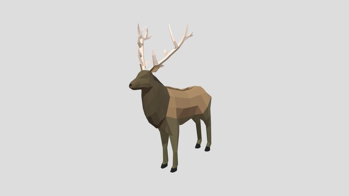 Low poly Deer Elk 3D Model
