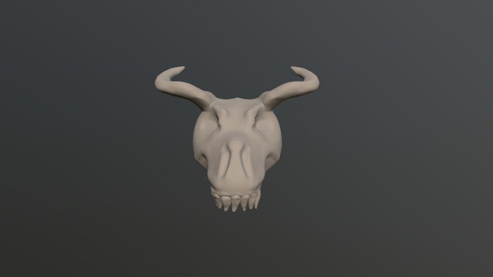 Skull With Horns 3D Model