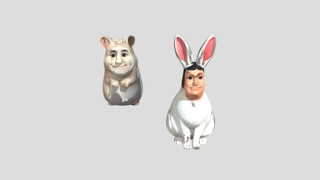 cartoon white rabbit sitting in forest
