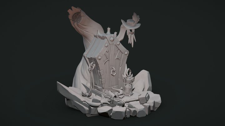 Vampire Hunter Diorama - Stylized Sculpt 3D Model