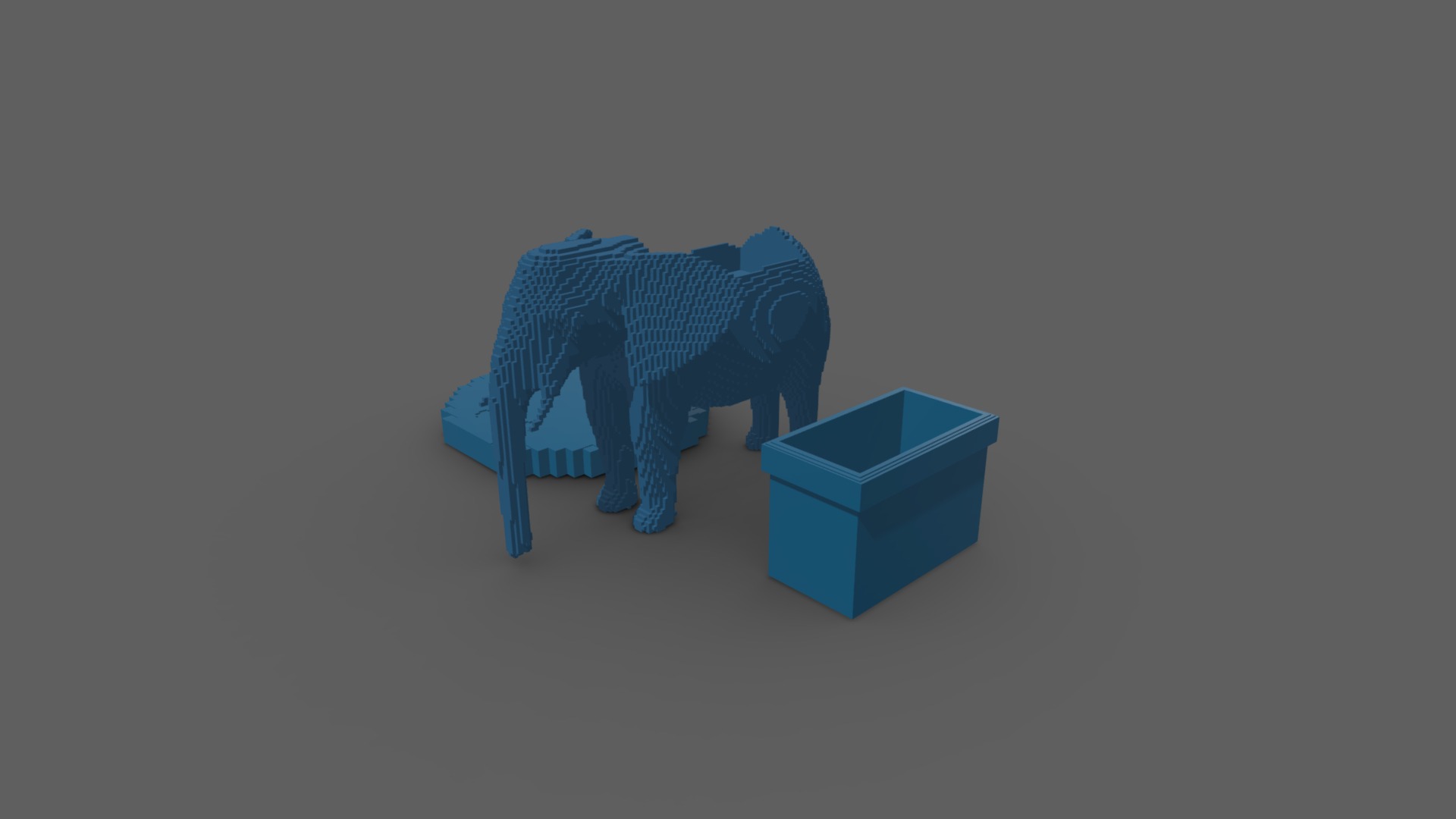 3D model elephant - This is a 3D model of the elephant. The 3D model is about a couple of blue toy animals.