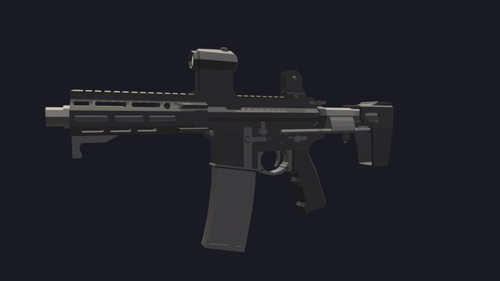 LowPoly SBR M4 3D Model