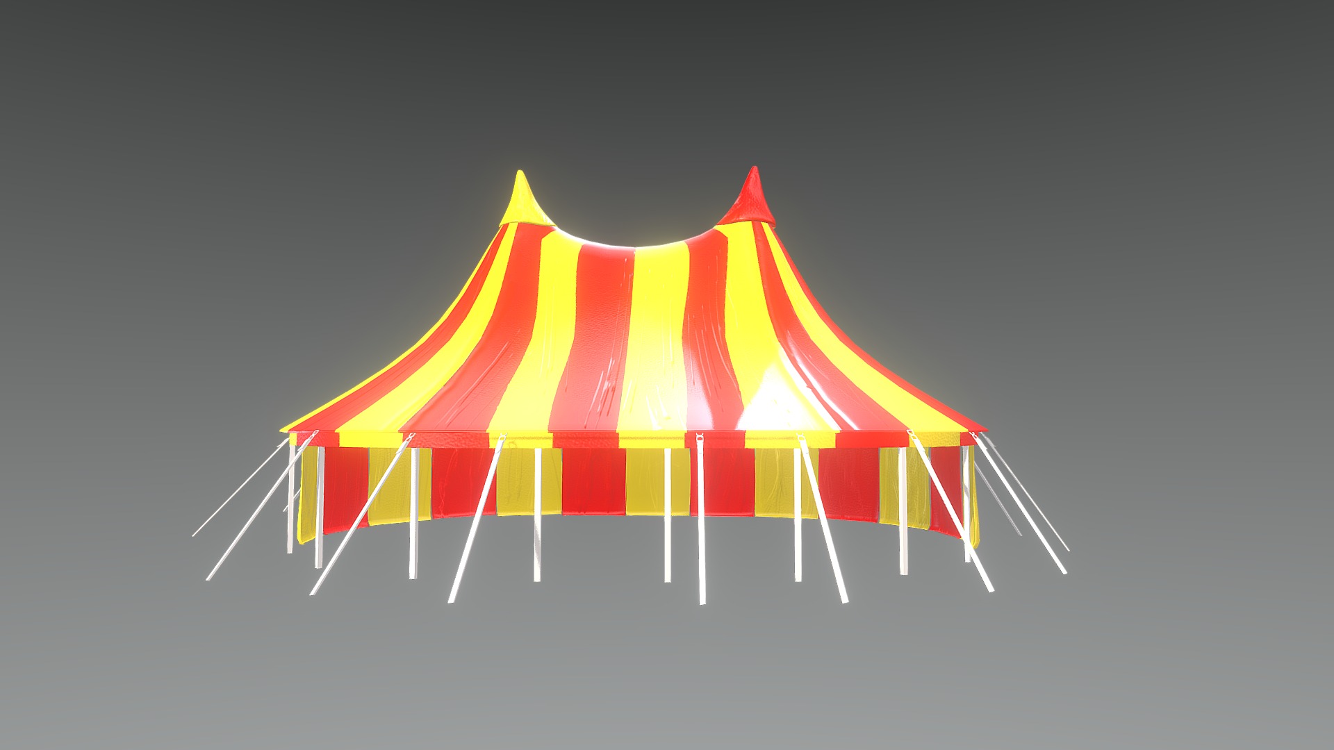3D model Circus Tent - This is a 3D model of the Circus Tent. The 3D model is about a colorful pyramid with a black background.