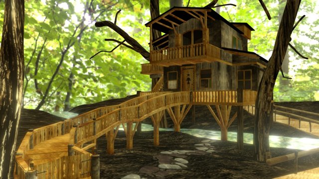 Highend 3D Tree House Model (Scene) 3D Model
