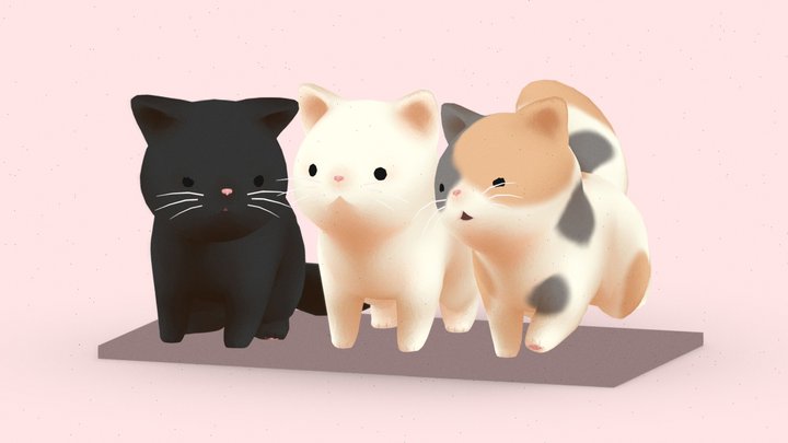 Chonky Cat Trio 3D Model