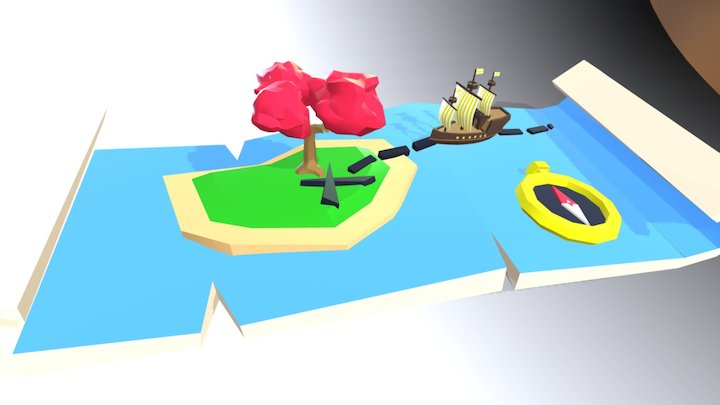 Low Poly Treasure Map 3D Model