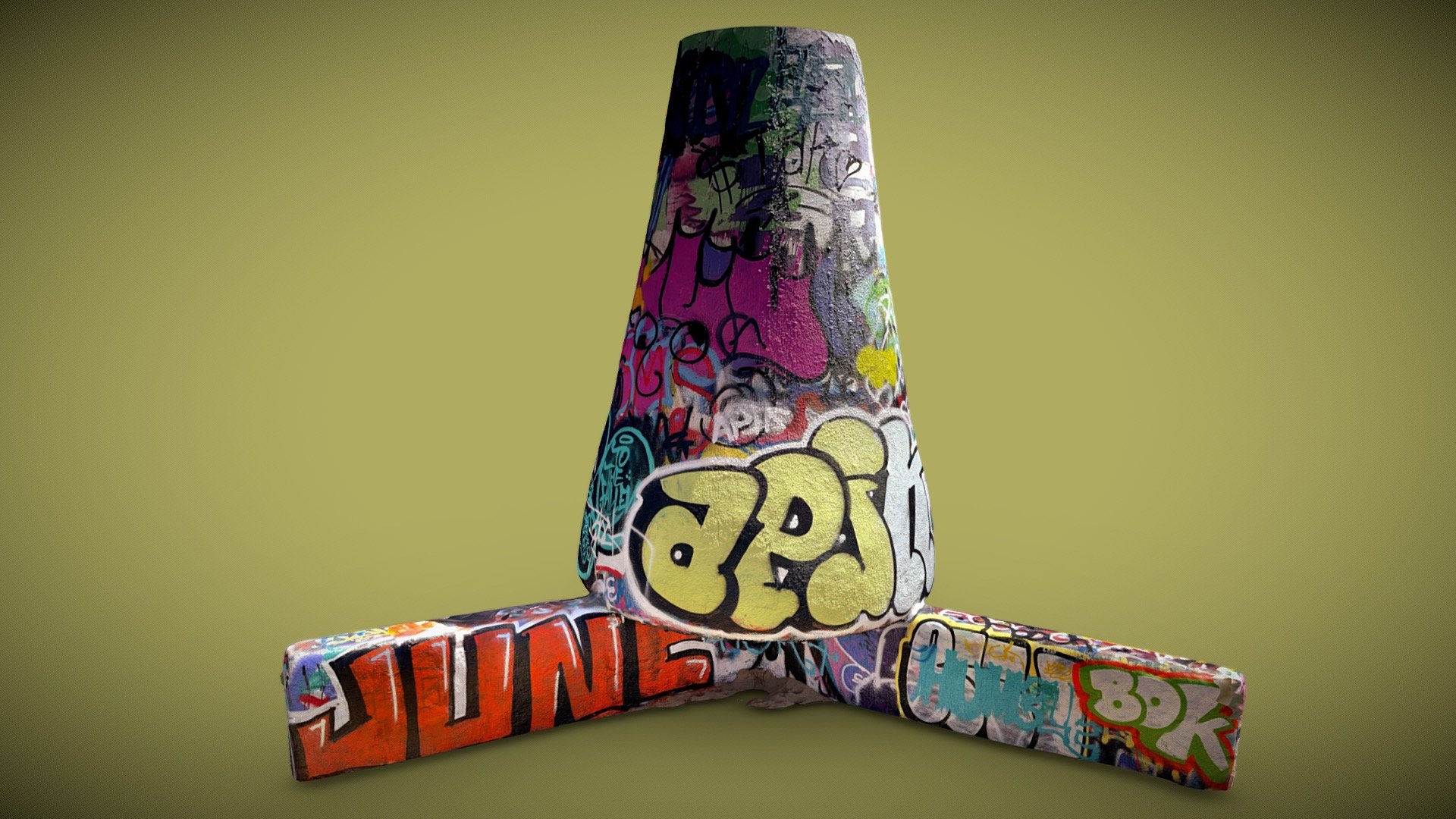 Graffiti Concrete Cone at Venice Beach, CA