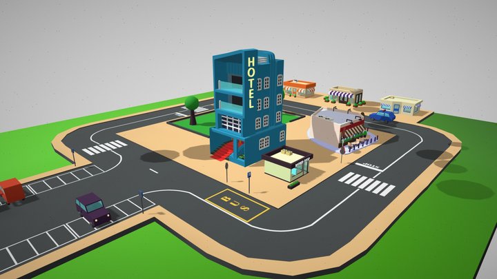 Low Poly City 3D Model