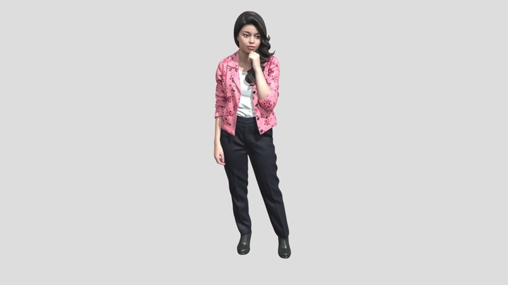 Contemplation In A Pink Floral Blazer