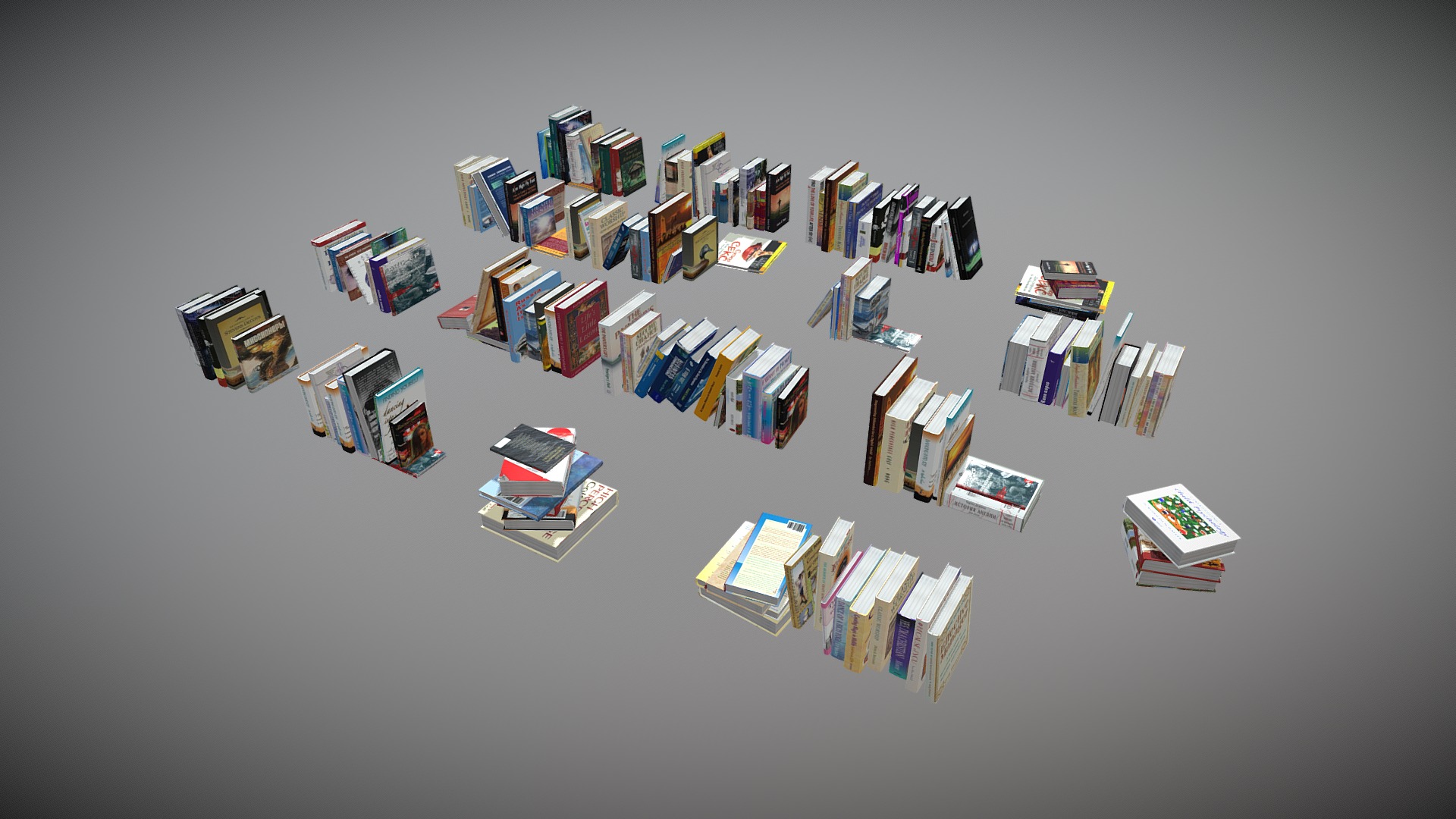 3D model 100 unique books collection 001 - This is a 3D model of the 100 unique books collection 001. The 3D model is about a group of cards.