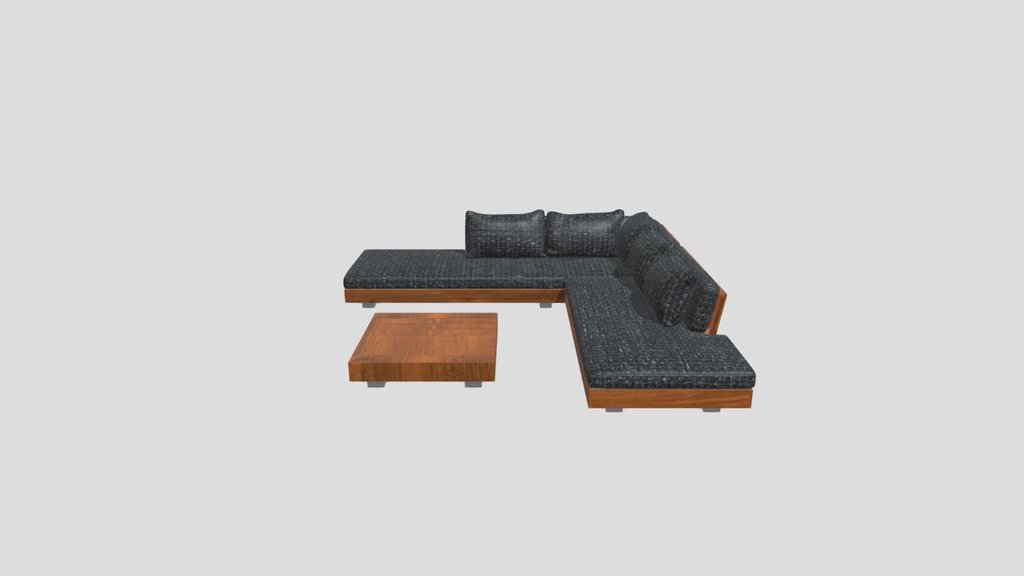 Lubek Slate Gray Low Corner Sectional