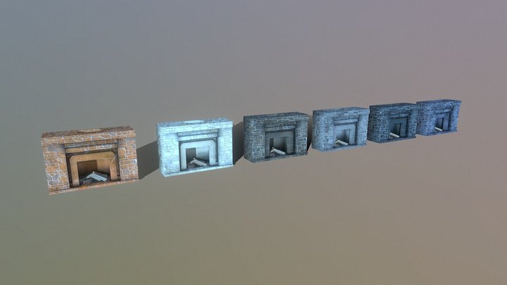 Mortared Stone Fireplace - Version 2 3D Model