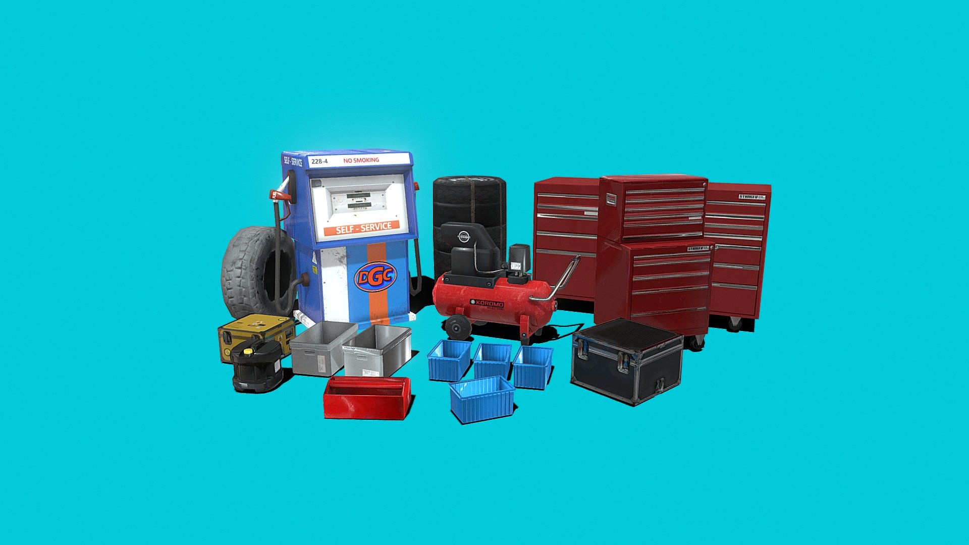 Garage Stuff - Low poly prop set - Download Free 3D model by