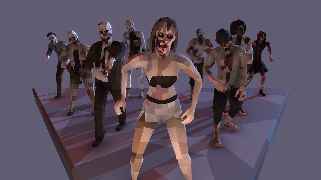 Polyart Zombies with Animations Free Pack