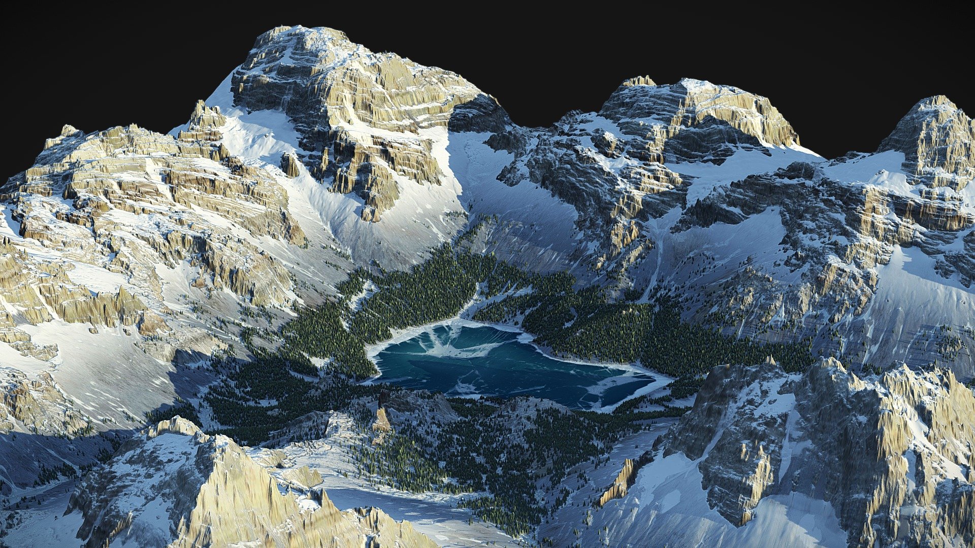 Mountain Lake Landscape - (World Machine) - Buy Royalty Free 3D model ...