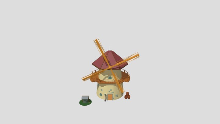 Medieval Windmill 3D Model