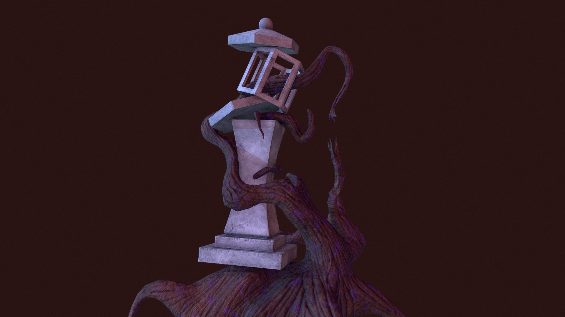 3D model Japanese Cursed Lantern - This is a 3D model of the Japanese Cursed Lantern. The 3D model is about a person in a white hat and scarf holding a white object.