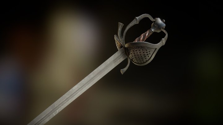 One-handed Side Sword - 1640 3D Model