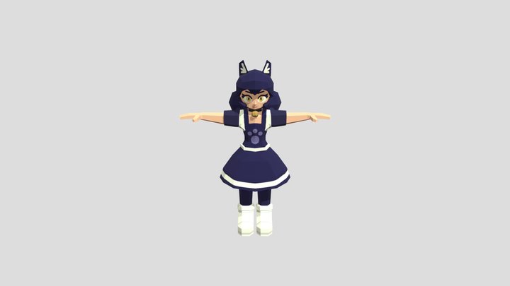 Low Poly Cat Girl 3D Model