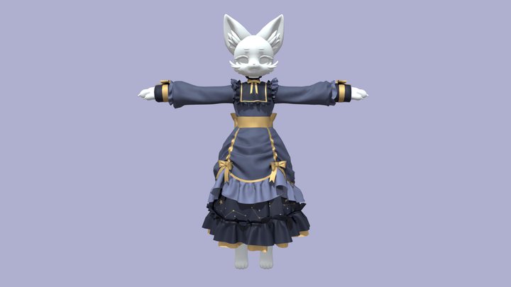 Ruched Lolita Gown 3D Model