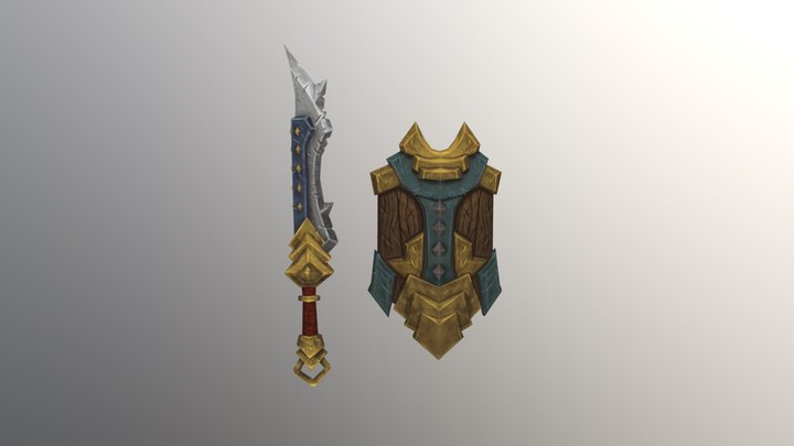 Stylized Sword  and Shield 3D Model