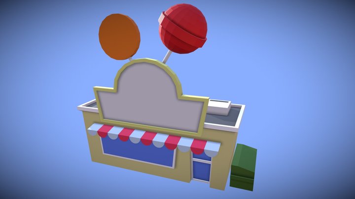 Low Poly Candy Shop 3D Model