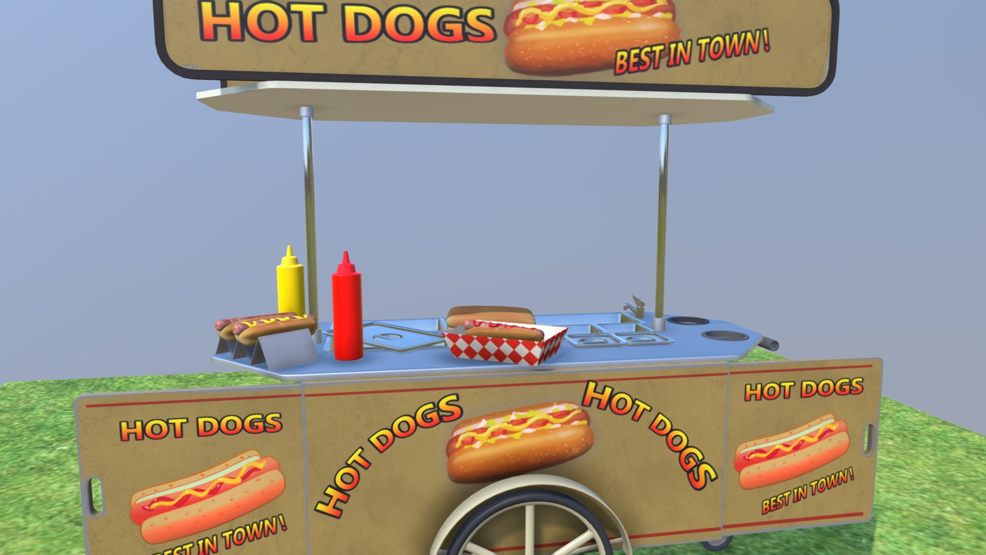 3D model Hot Dog Stand - This is a 3D model of the Hot Dog Stand. The 3D model is about a box of hot dogs.