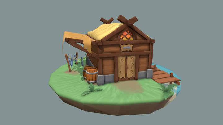 Game Art 1 Final: Viking Fisherman's Hut 3D Model