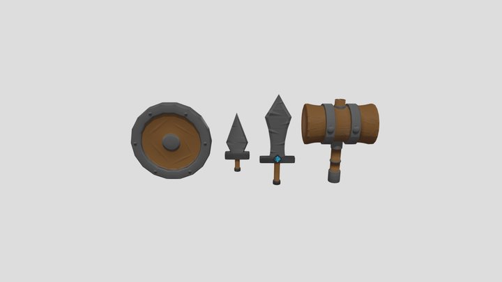 Low Poly Armas Medievales 3D Model