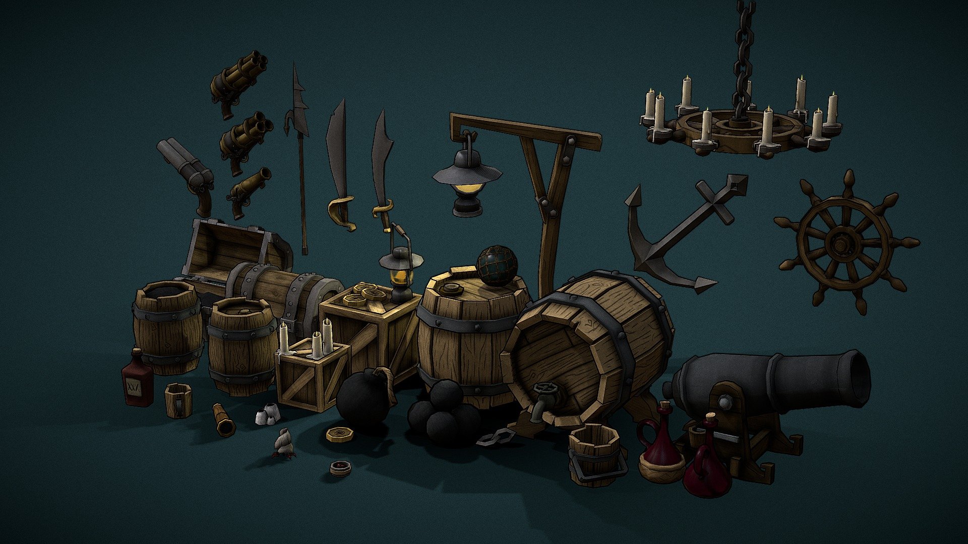 Pirate Props - Buy Royalty Free 3D model by SeanNicolas